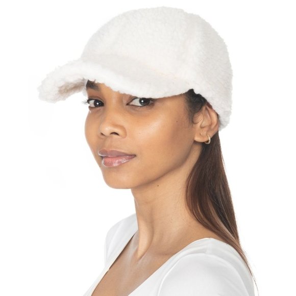 Jenni Accessories - Jenni Women's Sherpa Baseball Cap Hat One Size Ivory New With Tags